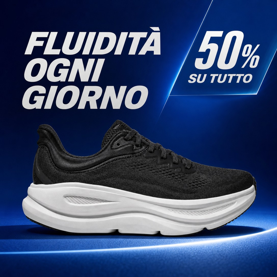 Scarpa nera da running su strada senza loghi